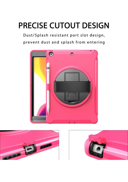 360° Dönebilen Tekme Standı Pc Tpu iPad 10.2 (2019 2020 2021) El Kayışlı Arka Rose Tablet Kılıfı (Yurt Dışından)