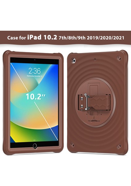 iPad 10.2 (2019 2020 2021) El Kayışı Standı Tpu Pc Silikon Çikolata Rengi Tablet Kılıfı (Yurt Dışından) fiyatları