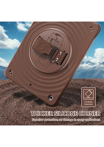 iPad 10.2 (2019 2020 2021) El Kayışı Standı Tpu Pc Silikon Çikolata Rengi Tablet Kılıfı (Yurt Dışından) indirimleri