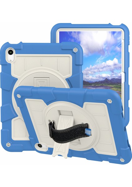 iPad 10.9 (2022) Tpu Pc Dönen El Kayışı Omuz Askılı Standı Tablet Kılıfı (Yurt Dışından)