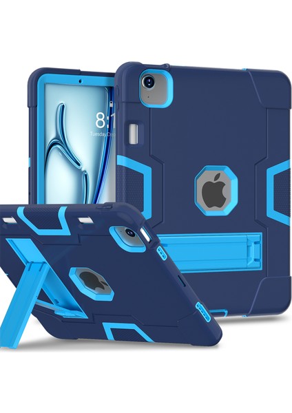iPad Air 11 (2024) Silikon Pc stand Lacivert Tablet Kılıfı (Yurt Dışından)