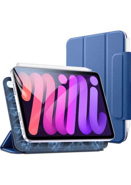 iPad Mini (2021) Rebound Serisi Üç Katlı Stand Çift Taraflı Mıknatıslı Pu Deri Manyetik Tokalı Tablet Kılıfı (Yurt Dışından)