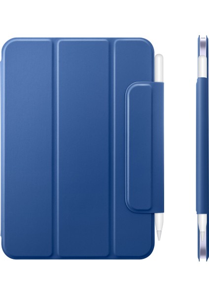 iPad Mini (2021) Rebound Serisi Üç Katlı Stand Çift Taraflı Mıknatıslı Pu Deri Manyetik Tokalı Tablet Kılıfı (Yurt Dışından)