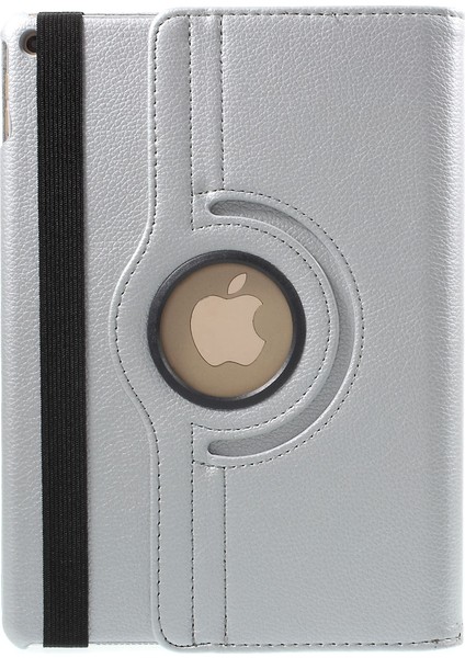 360 Derece Döner Stand Litchi Tahıl Akıllı Deri iPad Air 2 Gümüş Tablet Kılıfı (Yurt Dışından)
