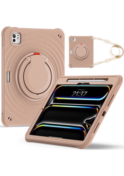 iPad Pro 11 (2024) Omuz Askılı Stand Pc Silikon Tpu Latte Tablet Kılıfı (Yurt Dışından) fiyatları