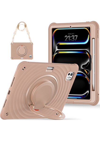 iPad Pro 11 (2024) Omuz Askılı Stand Pc Silikon Tpu Latte Tablet Kılıfı (Yurt Dışından) modelleri