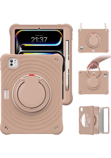 iPad Pro 11 (2024) Omuz Askılı Stand Pc Silikon Tpu Latte Tablet Kılıfı (Yurt Dışından) fırsatları