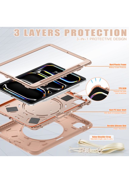 iPad Pro 11 (2024) Omuz Askılı Stand Pc Silikon Tpu Latte Tablet Kılıfı (Yurt Dışından) indirimleri