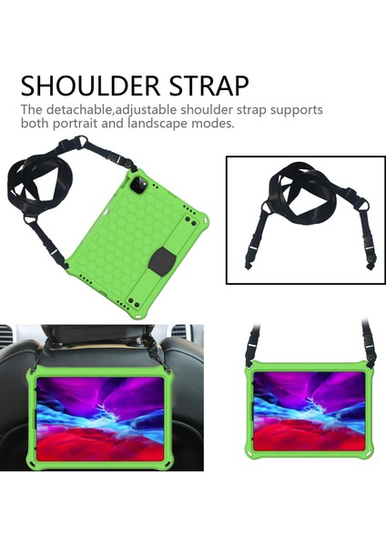 iPad Pro 11 (2024) El Kayışı Tekme Standı Omuz Askılı Petek Eva Tablet Kılıfı (Yurt Dışından)