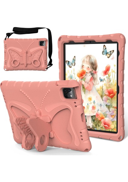 iPad Pro 12 9 Inç air 13 (2024) PRO 13 (2024) Butterfly Standı Omuz Askılı Eva Tablet Kılıfı (Yurt Dışından)