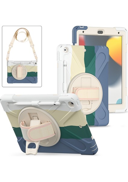 iPad 10.2 (2019 2020 2021) 360 Derece Dönebilen Tekme Standına Sahip El Bandı Kayışı Tamlı Tablet Kılıfı (Yurt Dışından) fırsatları