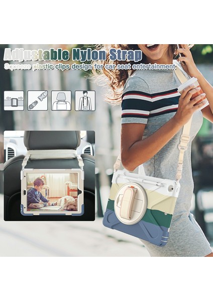 iPad 10.2 (2019 2020 2021) 360 Derece Dönebilen Tekme Standına Sahip El Bandı Kayışı Tamlı Tablet Kılıfı (Yurt Dışından) indirimleri