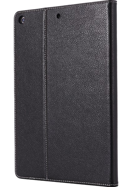 Litchi Deri Standı iPad 10.2 (2019 2020 2021) Tablet Kılıfı (Yurt Dışından)