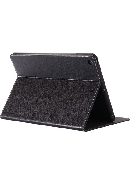 Litchi Deri Standı iPad 10.2 (2019 2020 2021) Tablet Kılıfı (Yurt Dışından)