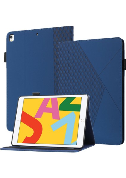 Kart Yuvası Tam Eşkenar Dörtgen Desenli Standı Deri Koruyucu iPad 10.2 (2020 2019 2021) SAPPHIRE Tablet Kılıfı (Yurt Dışından)