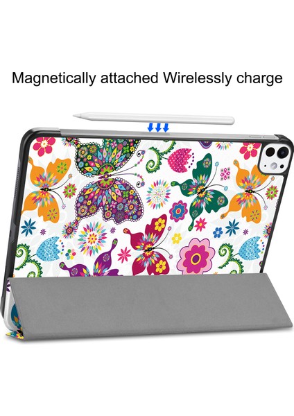 iPad Pro 11 (2024) Üç Katlı Stand Pu Deri Desenli Akıllı Ler Tablet Kılıfı (Yurt Dışından) indirimleri