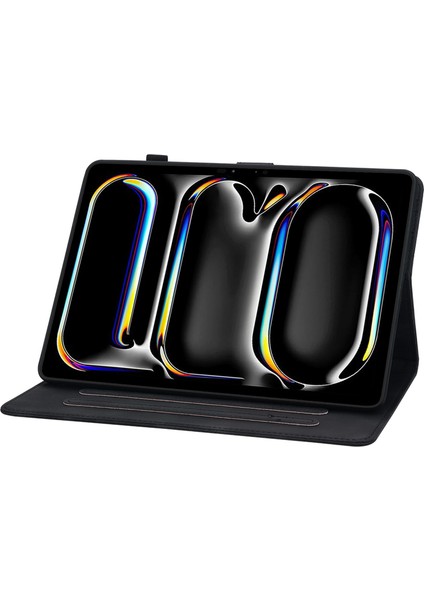 iPad Pro 11 (2024) Zambak Çiçeği Tam Pu Deri Damla Koruma Tablet Kılıfı (Yurt Dışından)