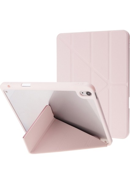 iPad Air 11 (2024) Origami Standı Pu Deri Tpu Akrilik Düz Renk Tablet Kılıfı (Yurt Dışından)