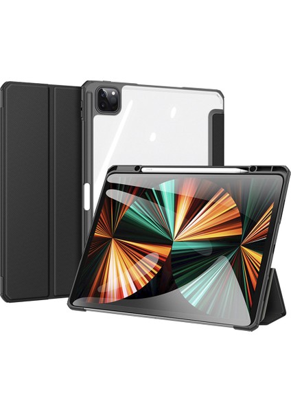 Üç Katlı Stand Akıllı Premium Deri iPad Pro 12.9 (2022 2021 2020 2018) SIYAH Tablet Kılıfı (Yurt Dışından)