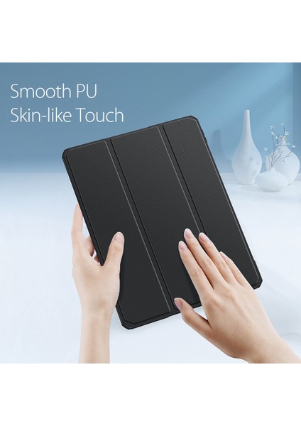 Üç Katlı Stand Akıllı Premium Deri iPad Pro 12.9 (2022 2021 2020 2018) SIYAH Tablet Kılıfı (Yurt Dışından)