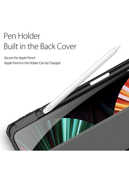 Üç Katlı Stand Akıllı Premium Deri iPad Pro 12.9 (2022 2021 2020 2018) SIYAH Tablet Kılıfı (Yurt Dışından)
