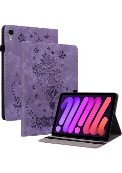 iPad Mini (2021) Pu Deri Kart Tutucu Baskılı Standı Tablet Kılıfı (Yurt Dışından)