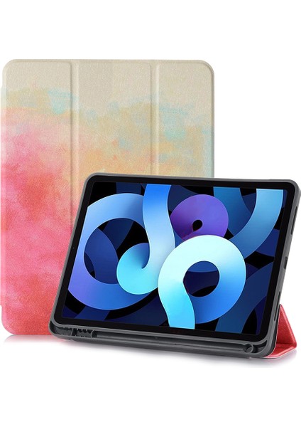 Üç Katlı Desen Baskı Pu Deri Tpu iPad Air 11 (2024) AIR (2020) AIR (2022) STYLE A Tablet Kılıfı (Yurt Dışından)