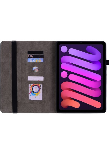 iPad Mini (2021) Pu Deri Kart Tutucu Baskılı Standı Tablet Kılıfı (Yurt Dışından)
