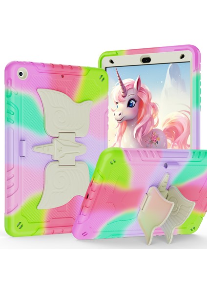 iPad 10.2 (2019 2020 2021) Silikon Pc Unicorn Standı Omuz Askılı Tablet Kılıfı (Yurt Dışından)