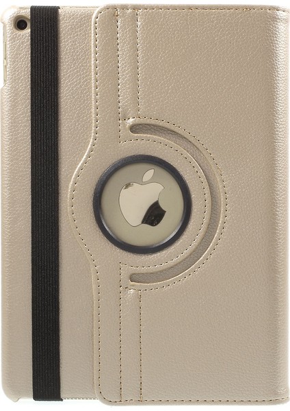 360 Derece Döner Stand Litchi Tahıl Akıllı Deri iPad Air 2 Gold Tablet Kılıfı (Yurt Dışından)