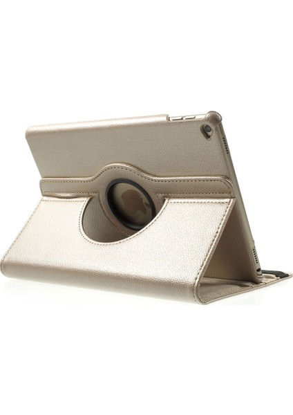 360 Derece Döner Stand Litchi Tahıl Akıllı Deri iPad Air 2 Gold Tablet Kılıfı (Yurt Dışından)