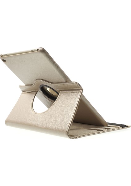360 Derece Döner Stand Litchi Tahıl Akıllı Deri iPad Air 2 Gold Tablet Kılıfı (Yurt Dışından)