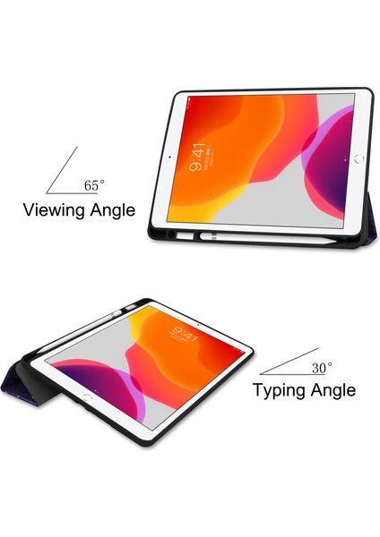 Desen Baskı Üç Katlı Stand Tpu ve iPad 10.2 (2019 2020 2021) Apple Pencil Yuvalı Deri Akıllı Space Tablet Kılıfı (Yurt Dışından)