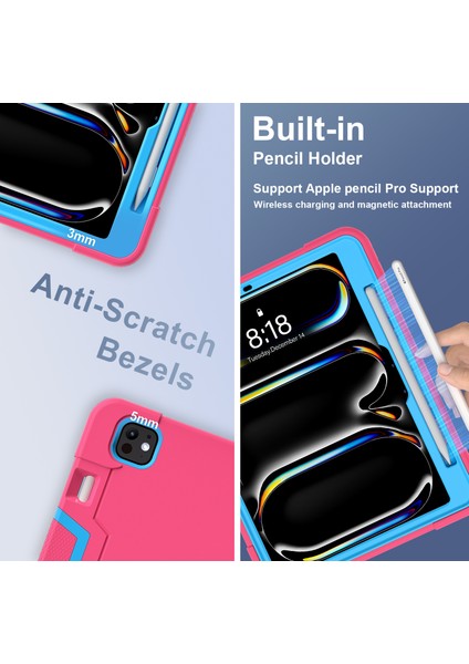 iPad Pro 11 (2024) Silikon Pc stand Tablet Kılıfı (Yurt Dışından)