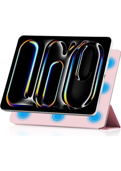 iPad Pro 13 (2024 M4) Manyetik Ek Pu Deri Üç Katlı Stand Tablet Kılıfı (Yurt Dışından)