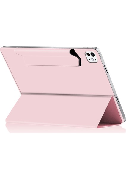 iPad Pro 13 (2024 M4) Manyetik Ek Pu Deri Üç Katlı Stand Tablet Kılıfı (Yurt Dışından)