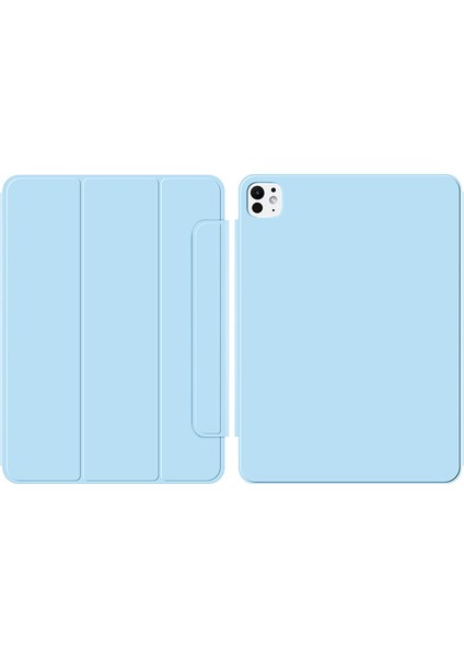 iPad Pro 13 (2024 M4) Manyetik Eklenti Pu Deri Üç Katlı Stand Tablet Kılıfı (Yurt Dışından)