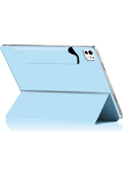 iPad Pro 13 (2024 M4) Manyetik Eklenti Pu Deri Üç Katlı Stand Tablet Kılıfı (Yurt Dışından)