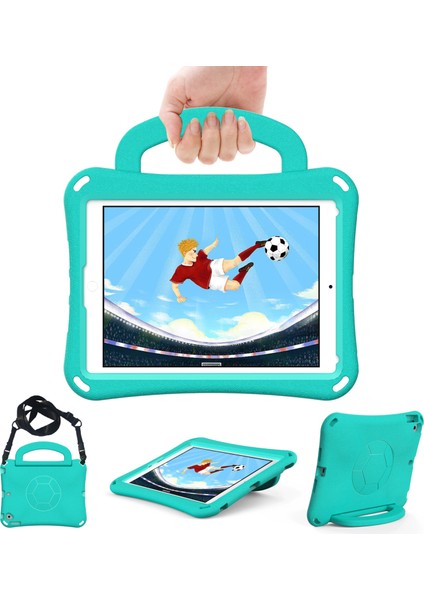 iPad Air (2013) AIR 2 Futbol Desenli Eva Koruyucu Saplı Nane i Tablet Kılıfı (Yurt Dışından)