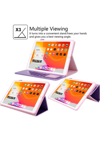 iPad 10.2 (2019 2020 2021) Çoklu Görünüm Katlanabilir Standlı Deri Cüzdan Tablet Kılıfı (Yurt Dışından)