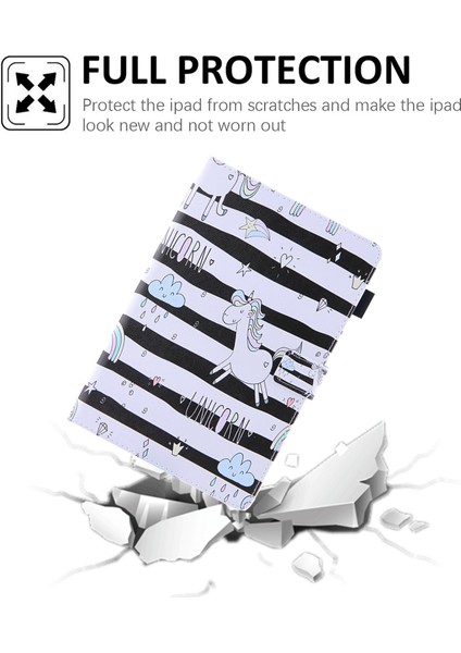 iPad 10.9 (2022) IPAD 10TH Gen Desen Baskı Pu Deri Çapraz Doku Katlanabilir Standlı Kart Tutucu Koruyucu At Tablet Kılıfı (Yurt Dışından)