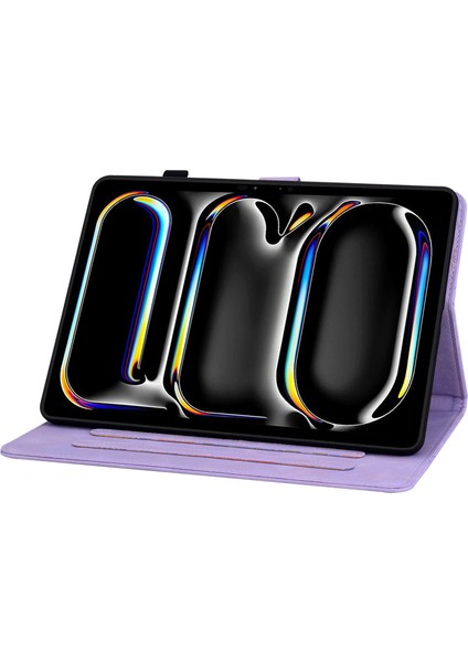 iPad Pro 11 (2024) Zambak Çiçeği Tam Pu Deri Damla Koruma Tablet Kılıfı (Yurt Dışından)