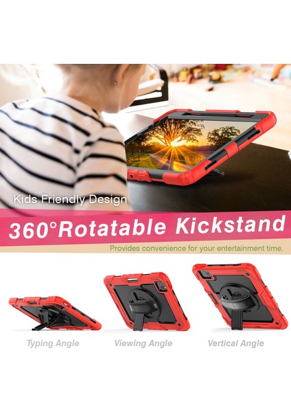 Sağlam Ağır Hizmet Pc Silikon 360° Dönen Tekme Standı Saplı El Tutacağı ve Omuz Askısı iPad Pro 11 Inç Tablet Kılıfı (Yurt Dışından)