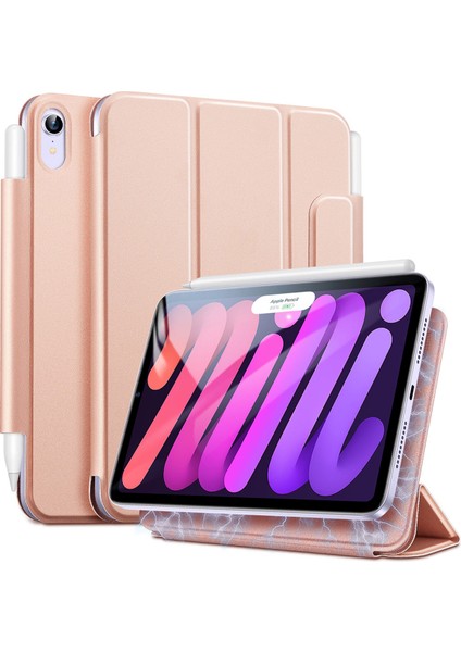 iPad Mini (2021) Rebound Serisi Üç Katlı Stand Çift Taraflı Mıknatıslı Pu Deri Manyetik Tokalı Tablet Kılıfı (Yurt Dışından)