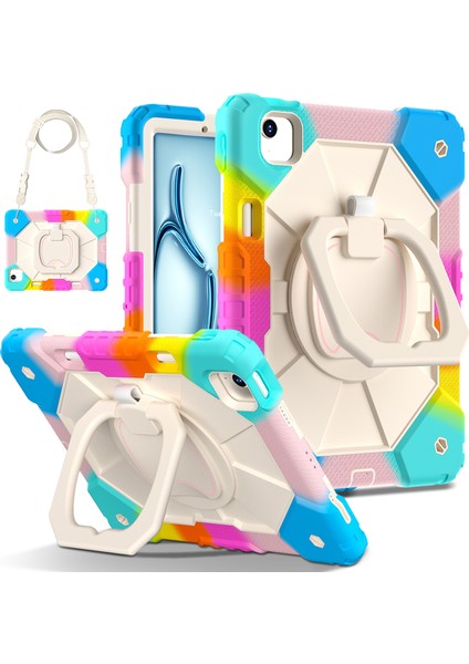 iPad Air 13 (2024) Silikon+Pc Kickstand Omuz Askılı Tablet Kılıfı (Yurt Dışından) fiyatları