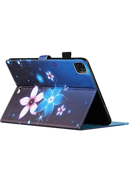 iPad Pro 11 Inç (2022 2021 2020 2018) Desen Baskı Deri Kart Yuvası Çiçek Tablet Kılıfı (Yurt Dışından)