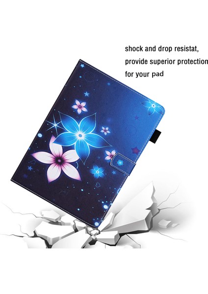 iPad Pro 11 Inç (2022 2021 2020 2018) Desen Baskı Deri Kart Yuvası Çiçek Tablet Kılıfı (Yurt Dışından)