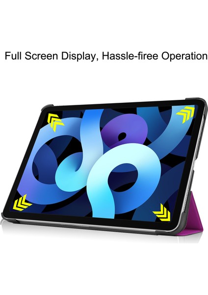 Litch Skin Pu Deri Üç Katlı Stand iPad Air 11 (2024) AIR (2022 2020) Tablet Kılıfı (Yurt Dışından)