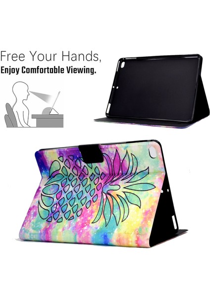iPad Mini (2019) 7.9 Inç ipad Mini 4 3 2 1 Desen Baskı Pu Deri Ayarlanabilir Stand Ananas Tablet Kılıfı (Yurt Dışından)