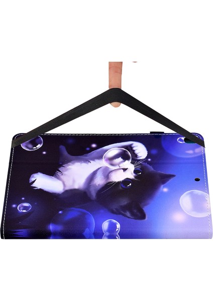 iPad 10.2 (2019 2020 2021) Desen Baskı Pu Deri Standı Elastik Bant Koruyucu ve Kedi Tablet Kılıfı (Yurt Dışından) indirimleri